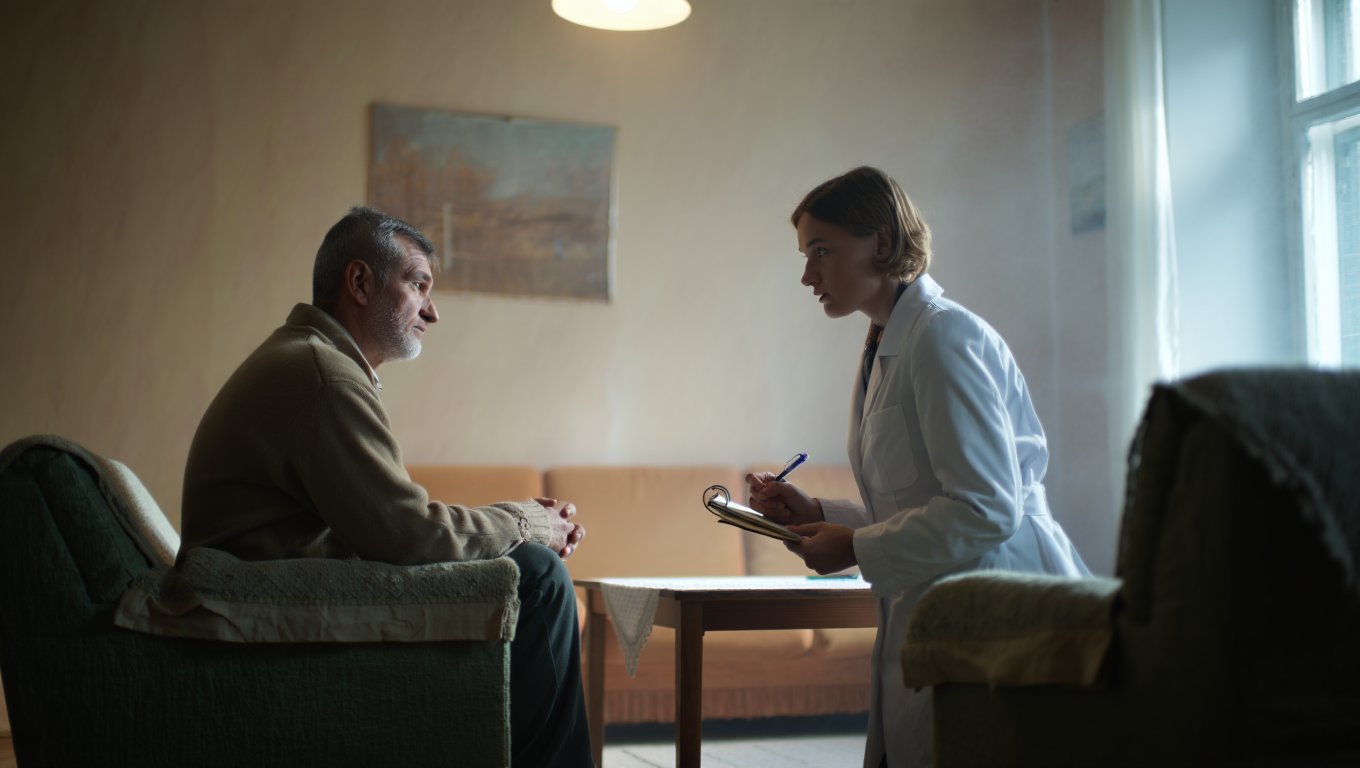 Врач убеждает человека на лечение